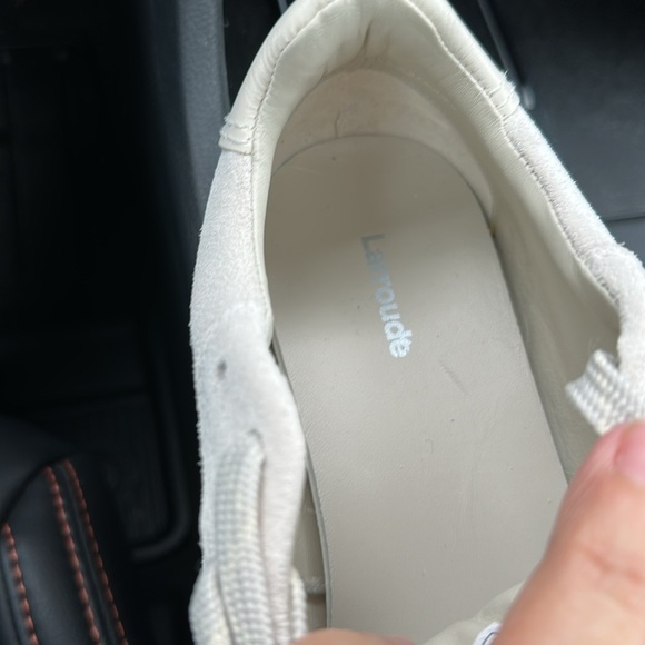 Larroude Stella Sneaker In Mushroom Grey Suede and Ivory Leather Sz11 - Picture 8 of 11